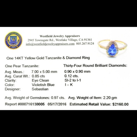 Brilliant .85ct Tanzanite Diamond Teardrop Halo Pear Engagement Ring 7.5 7 1/2 - Picture 3 of 3